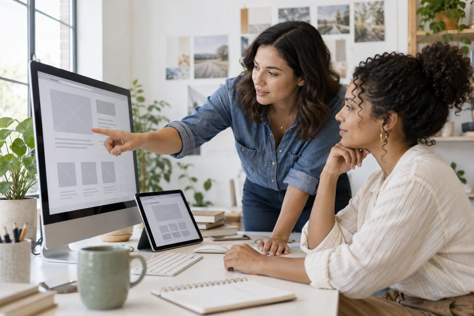 Design professionals reviewing a business website together